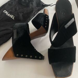 CHANEL Black Heeled Sandals